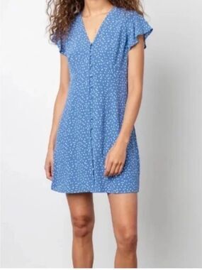Rails Helena Blue Wisteria Flutter Sleeves Blue Mini Dress Cottagecore Large